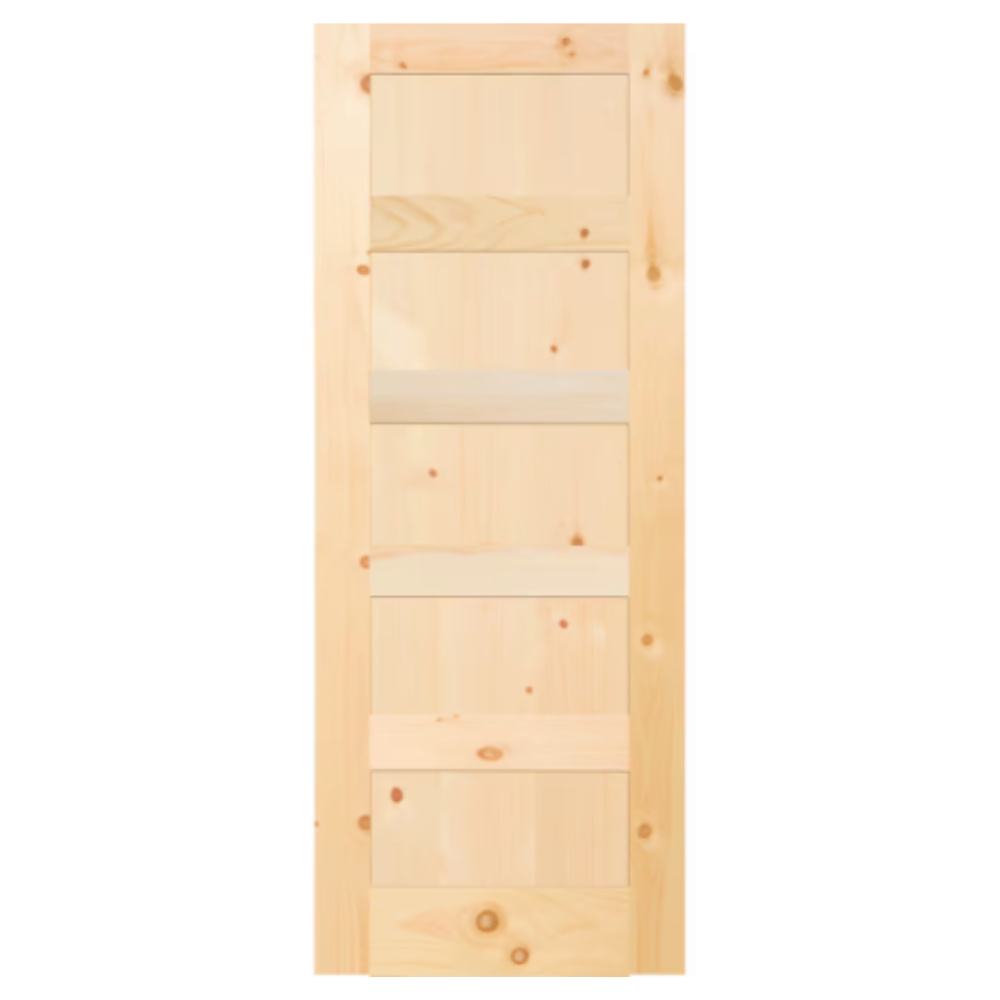 5 Panel Shaker Door Knotty Pine (Solid Core)